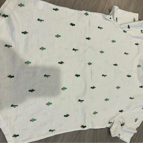 Woman’s White Cactus Print T-Shirt - Picture 2 of 5